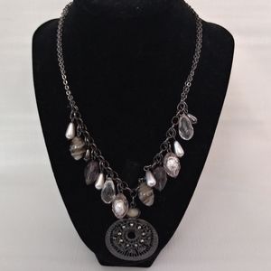 Sliver tone and black 10inch Necklace